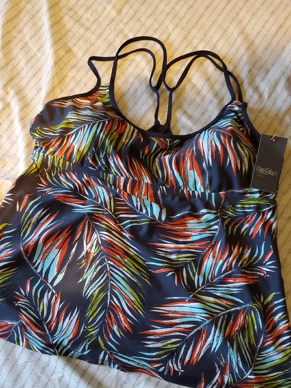 Mossimo Supply Co. Black Tropical Palm Print Swim Cami